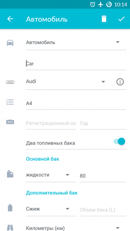 Drivvo til Android: data