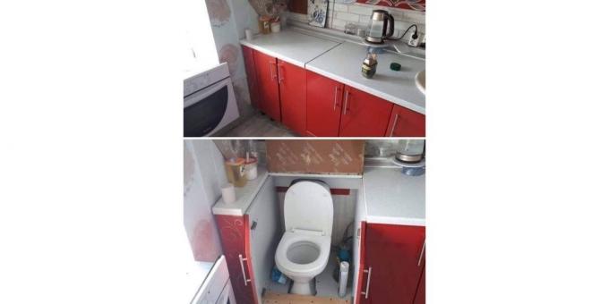 Køkken med toilet
