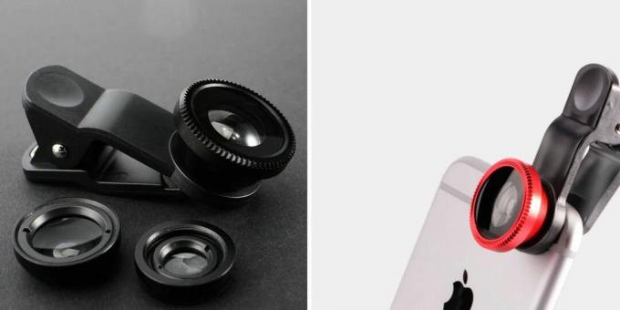 Produkter, der udvider telefonens funktioner: et sæt linser