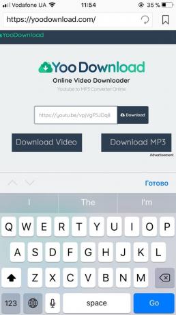Sådan downloader videoer på iPhone og aypad: Indsæt ovenstående webadresse i feltet online