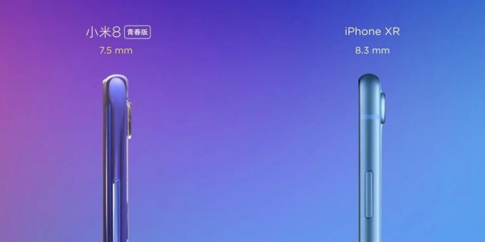 Xiaomi Mi 8 Lite: tykkelse