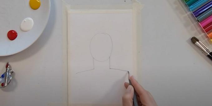 Tegninger til 9. maj: skitserer hoved, nakke og skuldre
