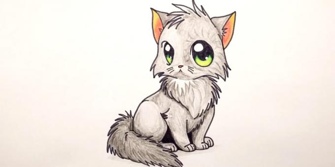 Sådan at tegne en siddende kat anime