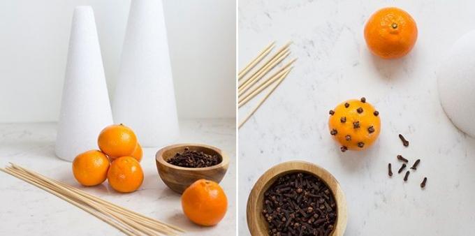 Hvordan til at dekorere et bord til nytårsaften: mandarin træ