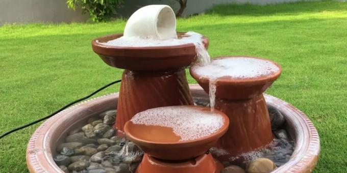 DIY kaskade springvand fra lervaser