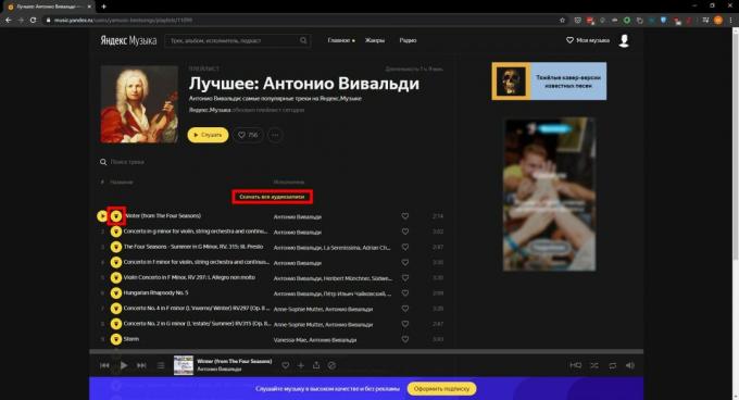 Sådan downloades en sang fra Yandex. Musik ": YaMusic.pro