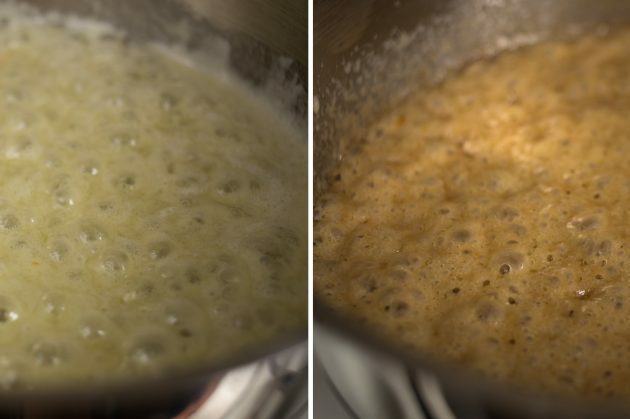 Sådan laver du franske pandekager: Efter 3-4 minutter får karamellen en behagelig gyldenbrun nuance