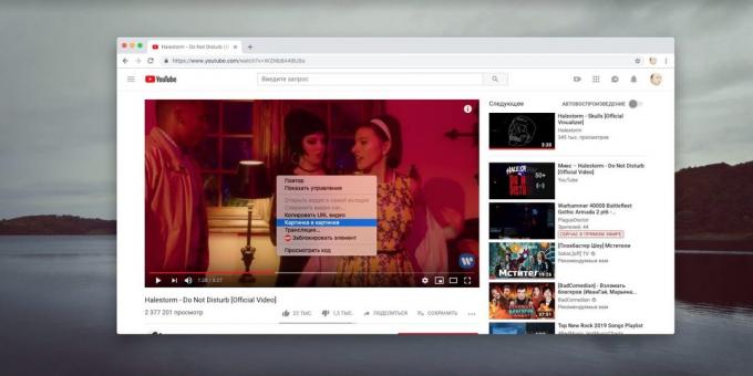 For at se videoer fra YouTube Chrome nye version har interessante muligheder, "billede i billede"