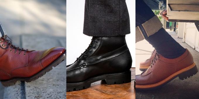 Moderigtigt mænds sko med tunge bølgede såler
