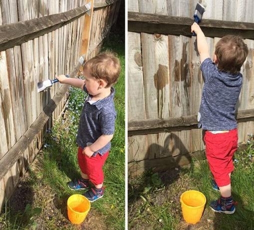 Tips til forældre: oplade barn til at male hegnet