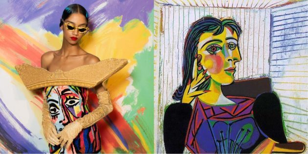 Moschino model og Picasso "Portræt af Dora Maar".
