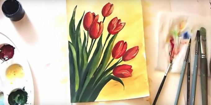 Hvordan man tegner en realistisk tulipanbuket