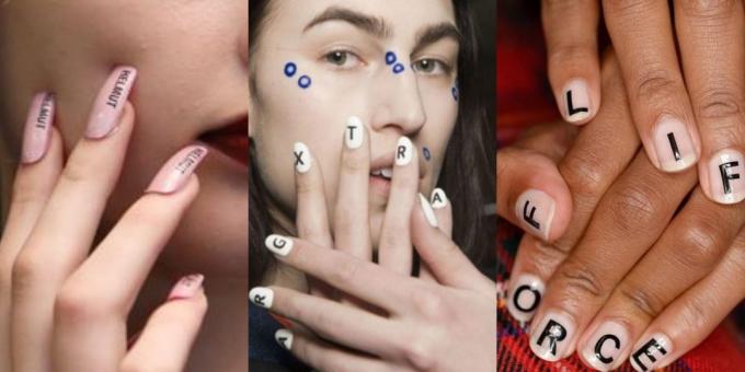 Fashion Nails 2018: Manicure med bogstaver