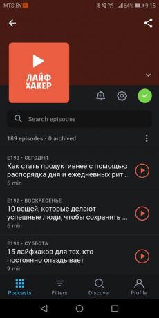 Podcast Layfhakera i gratis på Android Pocket Casts