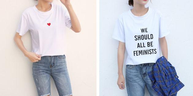 Kvinders mode t-shirts med AliExpress: T-shirt med print