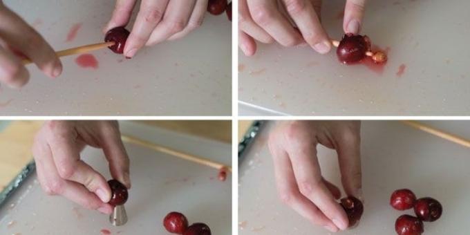 Hvordan at tilberede en kage med et kirsebær: fjernelse af sten