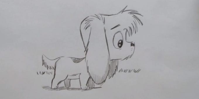 Sådan at tegne en hund stående i tegneserie stil