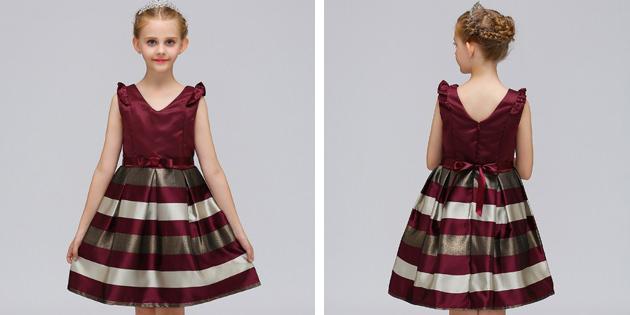 Børns kjoler på afgangen: en stribet kjole med en nederdel
