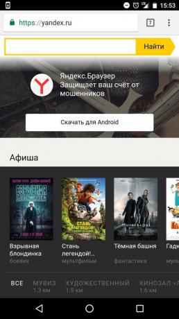 "Yandex": alle sessioner biografer 
