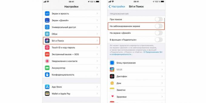IPhone-låseskærm: Tilpas Siri-forslag
