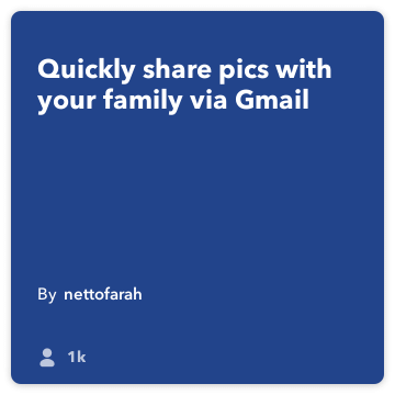 IFTTT Opskrift: Del familievenlige billeder via e-mail forbinder gør-kamera til gmail