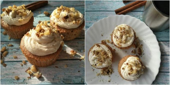 Møtrik cupcakes med ahornsirup og smør: en simpel opskrift