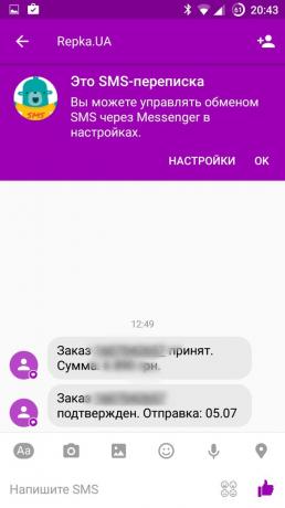 Facebook Messenger: SMS-korrespondance