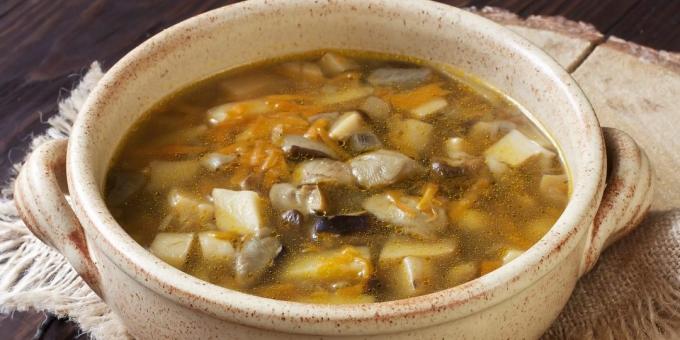 Suppe lavet med friske porcini svampe og kartofler