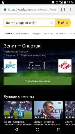 "Yandex": Resultater af kampen