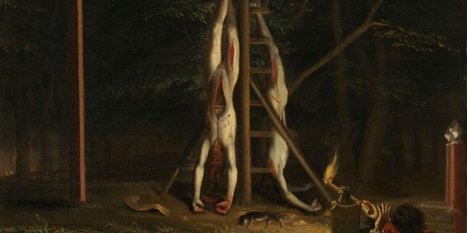 Jan og Cornelis lig på galgen. Maleri af Jan de Baen