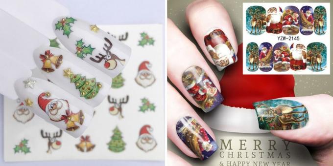 Produkter med AliExpress at skabe et nytår humør: Mærkater på negle jul negle design