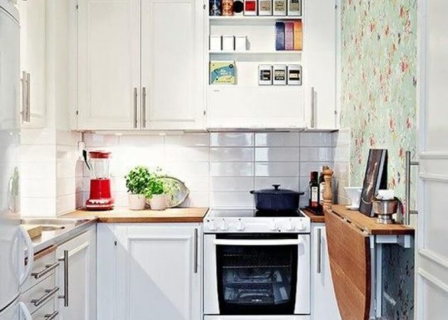 Den smalle køkken: møbler