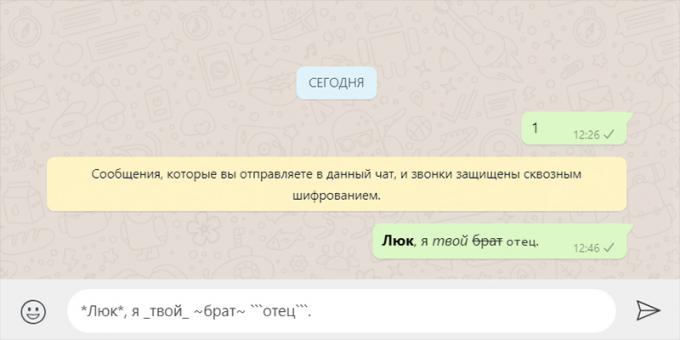 Desktop-versionen WhatsApp: Formatere tekst