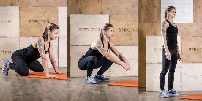 Workout på arbejdet: en dyb squat