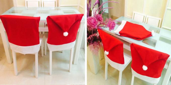 Julepynt med AliExpress: ryglæn dækker på stole