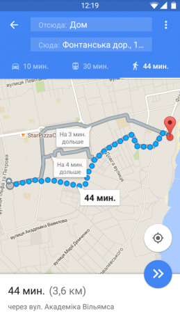 Google Maps navigere skridt