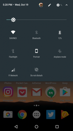 Android 7.1 hurtige sett muligheder