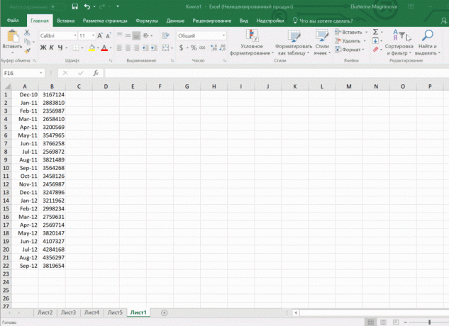 i Excel ark prognoser