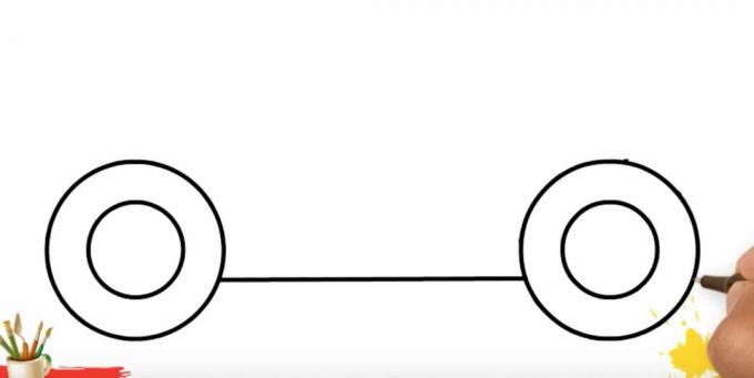 Sådan tegner du en lastbil: Tilslut hjulene