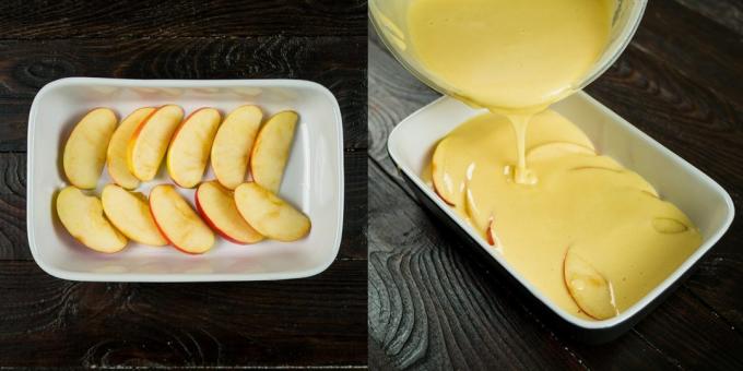 En simpel tærte: Sæt æblerne og fylde dem med dej