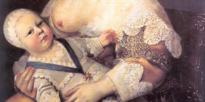 Middelalderbørn: Louis XIV i armene på Lady Longe de la Girodiere sygeplejerske