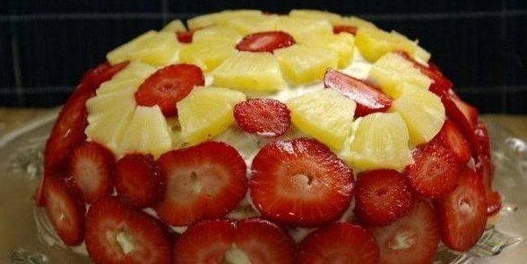 Kage cookie med ananas og jordbær