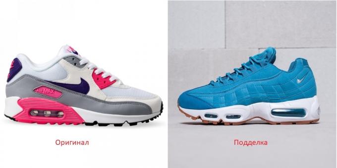 Original og falske Nike sko