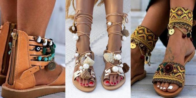 Boho stil: iført etniske flade sko