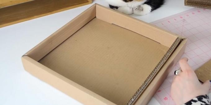 DIY kat ridsestolpe: Indsæt limede strimler i kassen