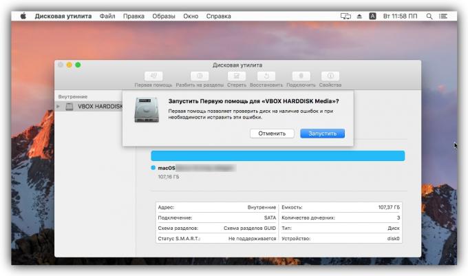 Hvordan sletter jeg en fil i MacOS: run "Disk Utility"