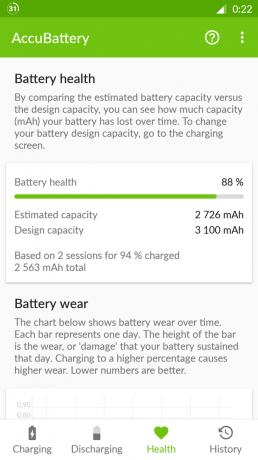 AccuBattery til Android: Sundhed
