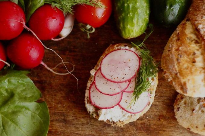 Sandwich med radise og flødeost