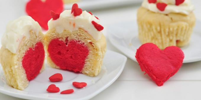 Cupcakes med et skjult hjerte