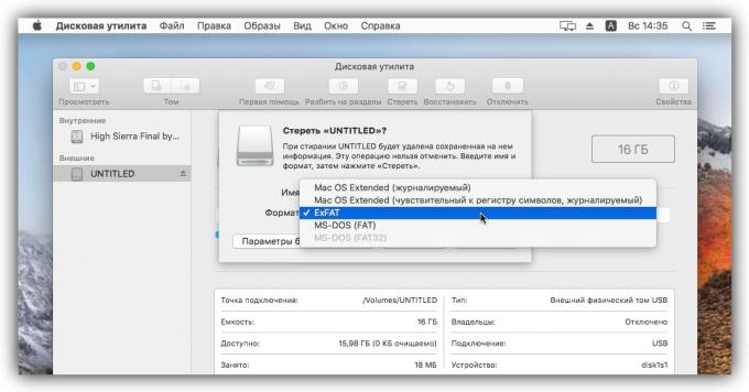 Vælg exFAT, til flash drev er kompatibelt med både MacOS, og med Windows